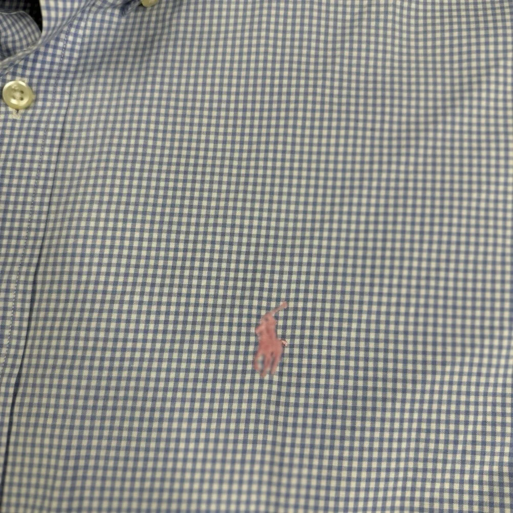 Ralph Lauren Shirt Men XL Blue Check Plaid Button Up Pink Pony Cotton Preppy